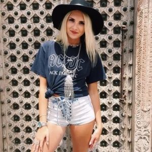 LF Carmar Boho Lace Up Festival Denim Shorts